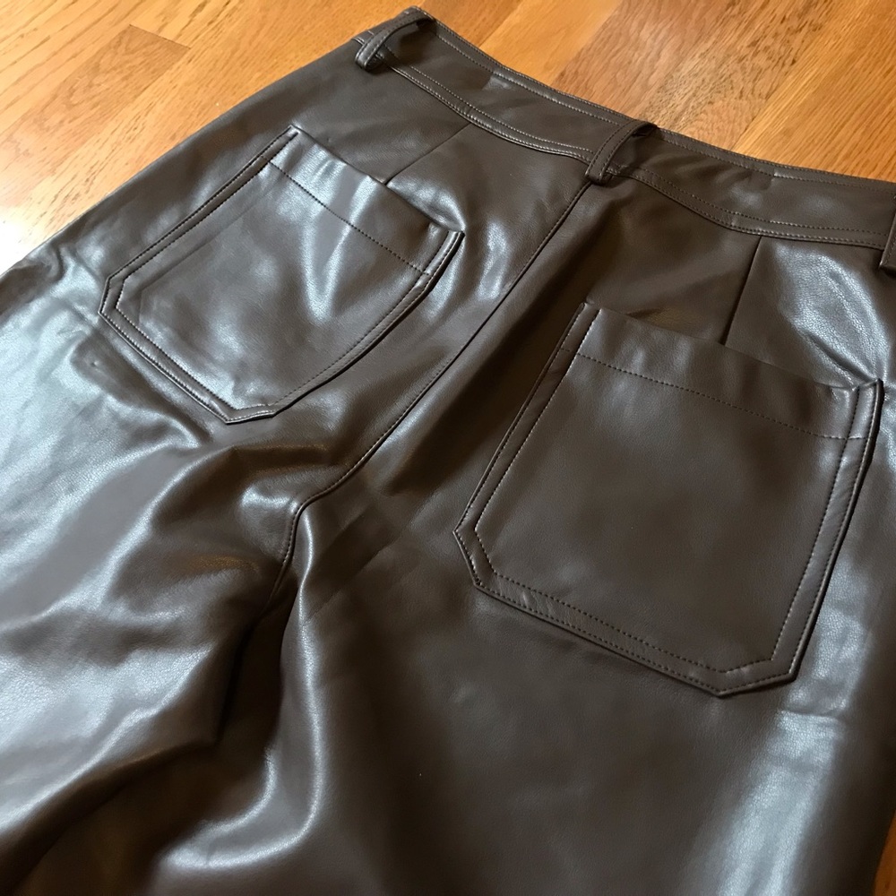 NWT Faux leather High waist wide leg  pants Dark brown size M - Picture 11 of 16